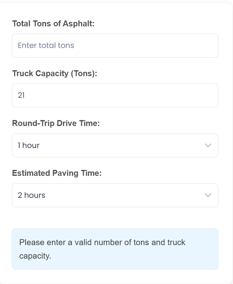 Asphalt Hauling Calculator