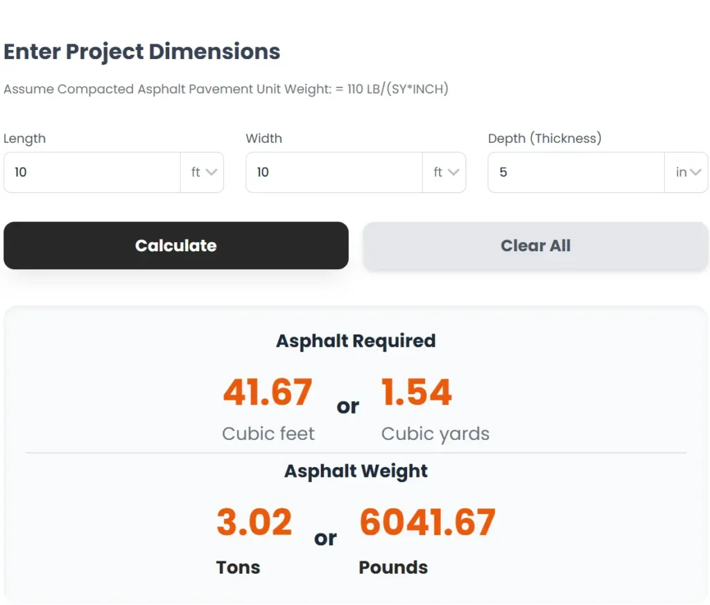 asphalt calculator